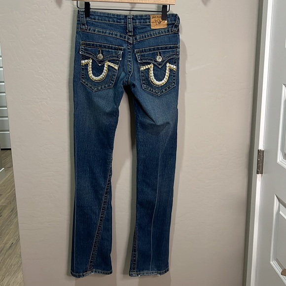Vintage True Religion Jeans Y2K Size 28 Joey Eopert Creased Boot Wide World Tour - Picture 1 of 12